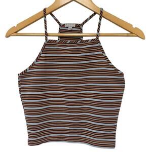 XOXO Womens Vintage Y2k Tank Top Size Small 90s Striped Ribbed Cropped